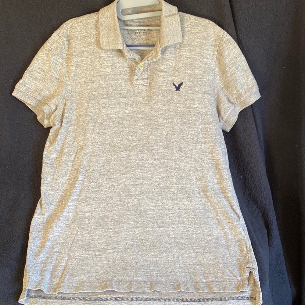 American Eagle Grey with blue logo polo
